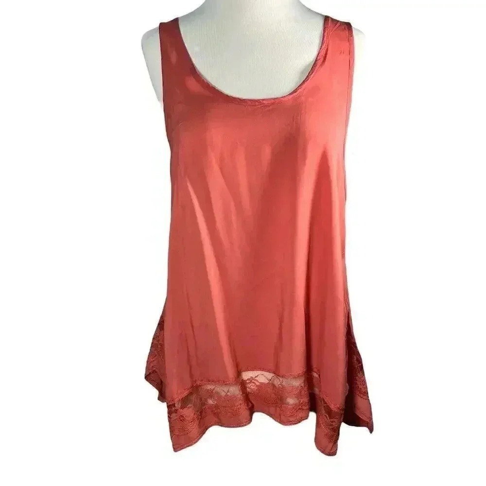 Mudd 100% Rayon Casual Tank with Lace Bottom‎ Small